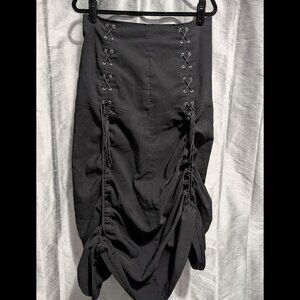 Necessary Evil Ruched Adjustable Maxi Skirt Black Medium